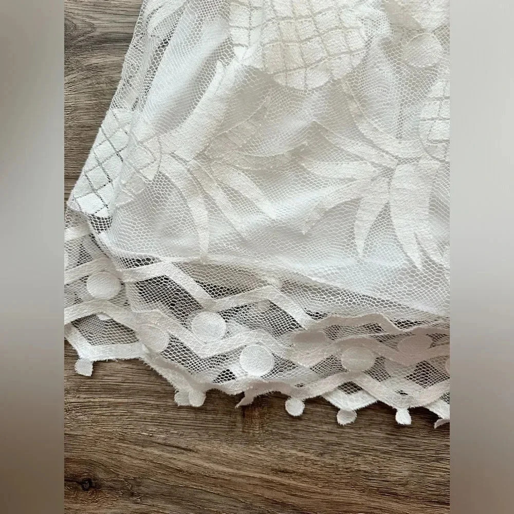 Maeve Anthropologie Pina Pineapple Lace Fit & Flare Dress Sz 4 White Sleeveless - Picture 2 of 9